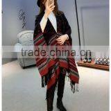 New Nepal Block Poncho Cape Blanket Scarf Wrap Heavy Warm thumbnail-3