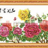 Traditional Mum Flower Cross Stitch Painting Chinese Writing Wallpaper Murals thumbnail-2