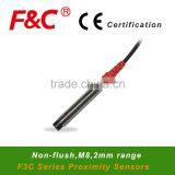 M8 F&C F3C-08KN02 Series Inductive Proximity Sensor, 2 Years Warranty, 360 Degree LED View, NON-Flush 12~24VDC Sensor