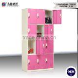 12 Door Pink Stainless Steel Wardrobe Multi-door Steel Closet Locker Fashionable Key Lock Steel Locker thumbnail-6