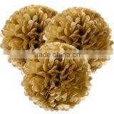 Large Gold Tissue Paper Pom Poms Pkt 3 thumbnail-1