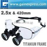 2.5x Titanium Frame Galilean Style Magnify Dental Loupes Surgical Medical 420mm Dentistry Binocular thumbnail-1