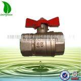 CE Approved High Quality Brass Ball Valve With Red and Yellow Butterfly Handle thumbnail-1