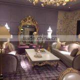Graceful Concise Design European Style Living Room Furniture Solid Wood Fabric Sofa Set thumbnail-1