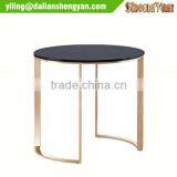 Gold Finish 4 Legged Glass Modern Side Table thumbnail-1