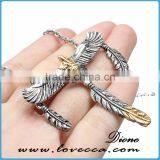 Various Designs Wholesale Titanium Antique Color Men Feather Pendant in Stainless Steel thumbnail-3