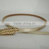 Wholesale Leaf Pattern Alloy Buckle Sex Women Lady Thin PU Waist Belt thumbnail-6
