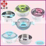 0.9LBig Size Stainless Steel Inner Heated Bento Round Shape Lunch Box