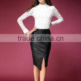 Real Sheep Leather Skirts PU Leather Beautiful Step Skirts High-waisted Pencil Skirt thumbnail-2