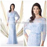 Fancy Women Long Sleeve Light Blue Lace Beautiful Party Dress thumbnail-1