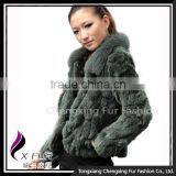 CX-G-A-70 Rex Rabbit Fur With Fox Fur Collar Women Coat Wear thumbnail-2