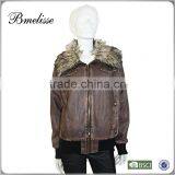 2014-2015 Stylish Women's pu Jacket Fake Brown Lamp Fur pu Jacket for Lady thumbnail-1