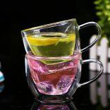 Best Sall Pure Hand Made Small Double Walled Cappuccino Coffee Glass Cup Glass Chocolate &Tea Cup With Saucer thumbnail-3
