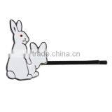 Hair Clips Findings Rabbit Animal Gunmetal White Enamel 55mm x 34mm thumbnail-1