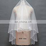 2017 Wholesale New Item High Quality Soft Tulle Beaded Trim Short Bridal Veil thumbnail-2