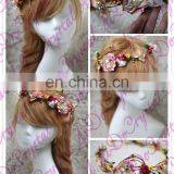 Aidocrystal Beautiful Wedding Artificial Flower Crown,Rhinestone Crystal Bridal Wedding Fascinators thumbnail-3