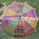 Indian Big Garden Umbrella Patio Colorful Embroidery Home decor Art Parasol Vintage Decor Garden Umbrella Ethnic Handmade work