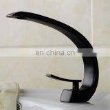 Hot Brass Cool Black Flat Curve Faucet Mixed Water Tap Hotel thumbnail-3