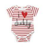 2019 Summer Black White Striped "i Love Daddy" Letter Print Kdis Cotton Rompers Baby Short Sleeved Jumpsuits 0-2years thumbnail-1