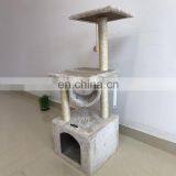 Custom Branded FBA Service Wholesale Cheap Indoor Easily Assemble Faux Fur Cat Tree Wall Cat Condo Furniture Tree With Cave thumbnail-4