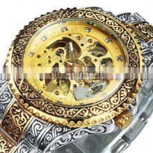 WINNER 521 Military Men Automatic Mechanical Movement Wrist Watch Stainless Steel Hollow Out Mens Wristwatch Mechanical Watch