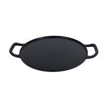 Double Loop Handled Cast Iron Stovetop Grill Round Baking Pan 12 Inch Cast Iron Pizza Pan for Grill BBQ