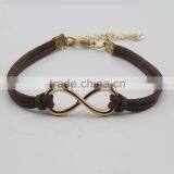 Big Gold Infinity Braided Leather Bracelet Lobster Claw Clasp Black Men Jewelry thumbnail-1