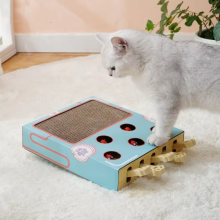 Mouse Popping Out of Paper Box Relieve Boredom Cat toy Five hole whack-a-mole cat scratcher interactive cat scrtacher board