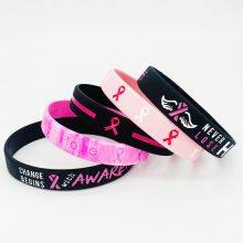 Factory Direct in Stock Healthy Breast Awareness Ribbon Public Service Announcements Soft Smoothly Silicone Bracelet thumbnail-4