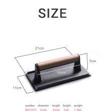 Burger Press Cast Iron Smash Bacon Press Round & Rectangle Cast Iron Grill Press With Wooden Handle for Blackstone Griddle thumbnail-2