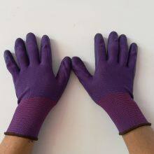 Purple Polyester Thread 13 Gauge Knitted Purple Foamed Wrinkled Latex Palm Coated Safety Work Gloves thumbnail-3