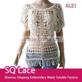 Summer Tops Hot Cotton Embroidery Lace Fabric Vest for Women T-shirt thumbnail-1
