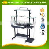 OEM Beautiful Modern Transparent Glass Study Computer Desk With Bookshelf