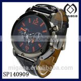Sport Style Black Dial Leather Strap Men's Quartz Wrist Watch (Orange) Black plating case protective device crown