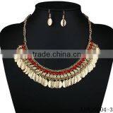 Gorgeous Oval Gold Disc Chain With Crystal Necklace With Matching Earrings thumbnail-3