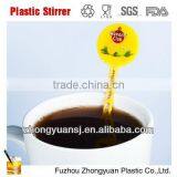 Yellow stick top"flower" plastic stir stick to stir food ,beverage,fruit