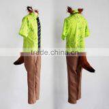 2016 Hot Movies Crazy Animal City Fox Ears With Tail Nick Wilde Cosplay Costume Green Hawaiian Shirt Brown Pants Zootopia Cotume thumbnail-3