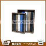 High Quality Shabby Chic Wooden Storage Paint Tray Handmade Vintage S/2 Wood Tray