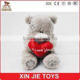 soft plush teddy bear toy with embroidered logo customize teddy bear plush toy with red heart stuffed teddy bear toy with logo