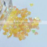 3mm Yellow Rainbow Color Heart Sharp Glitters