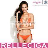 RELLECIGA 2014Rellicious Collection -Orange Push-up Triangle Top Swimwear With Adjustable Halter Strap & Brazilian Cut Scrunch B