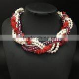 European And American Big Crystal Shell Multilayer Woven Exaggerated Pendant Necklace thumbnail-2