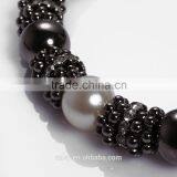Pearl Gun Metal Decorative Bead Brass Chain for Wemen Brightness F1-80008 thumbnail-2