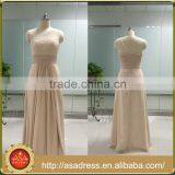 ASAJ-04 Custom Made Beading Pleats Zipper Back One Shoulder Floor Length Long Bridesmaid Dresses