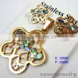 Bulk Sale Flower Shape Stainless Steel Jewelry Set With Abalone Shell