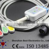 Mindray AMMI 6pin ECG 3 Lead Cable and Leadwires, IEC, Snap