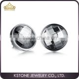 KSTONE 316l stainless steel black Round Cubic Zirconia diamond stud earrings