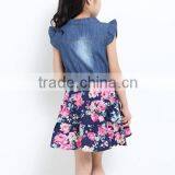3 Colors Floral Print Kids Jeans Dress thumbnail-4