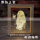 Christmas 3D Night Light Acrylic and Wood Led Table Display Lamp Gift