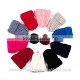 Colorful Solid Warm Woolen Cotton Beanie With Removable Top Ball thumbnail-1